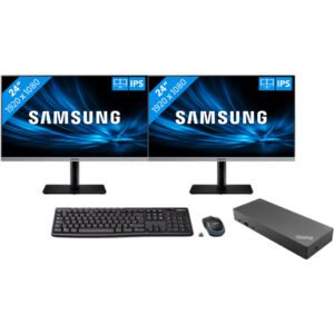 2x Samsung LS24R650 + Lenovo Usb A & C dock + Logitech wireless toetsenbord en muis QWERTY - vergelijk en bespaar - Vergelijk365
