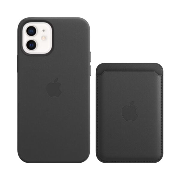 Apple iPhone 12 / 12 Pro Back Cover met MagSafe Leer Zwart + Leren Kaarthouder met MagSafe - vergelijk en bespaar - Vergelijk365