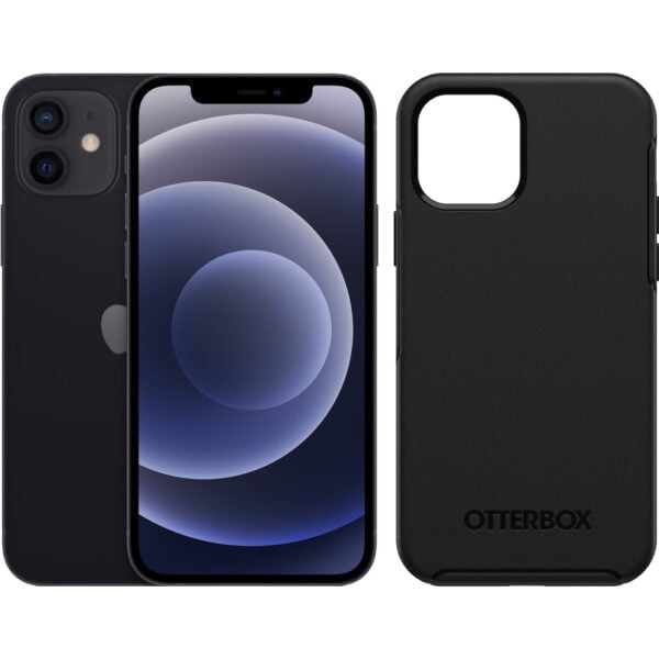 Apple iPhone 12 256GB Zwart + Otterbox Symmetry Back Cover Zwart - vergelijk en bespaar - Vergelijk365