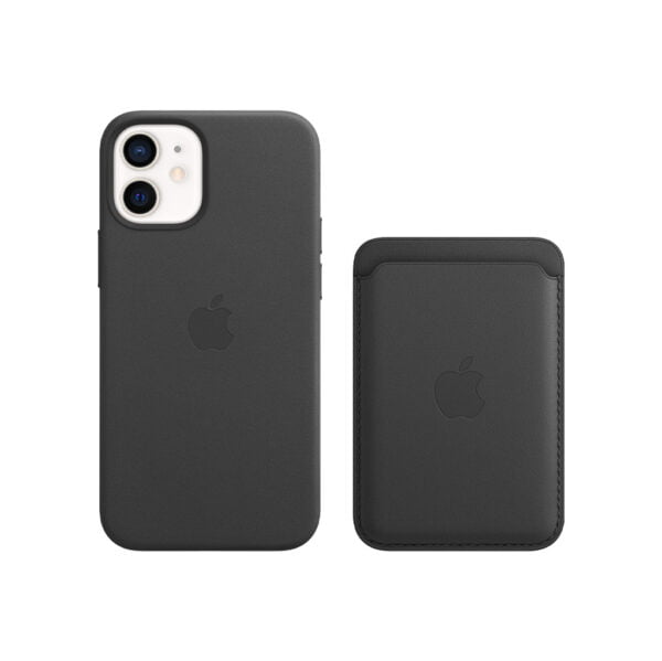 Apple iPhone 12 mini Back Cover met MagSafe Leer Zwart + Leren Kaarthouder met MagSafe - vergelijk en bespaar - Vergelijk365