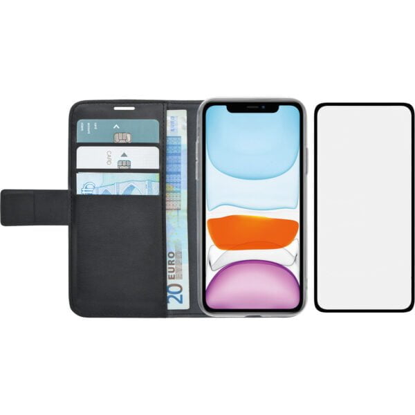 Azuri Wallet Apple iPhone 11 Book Case Zwart + Case Friendly Screenprotector Glas - vergelijk en bespaar - Vergelijk365