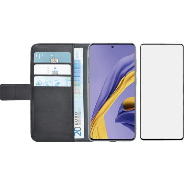Azuri Wallet Samsung Galaxy A51 Book Case Zwart + Case Friendly Screenprotector Glas - vergelijk en bespaar - Vergelijk365