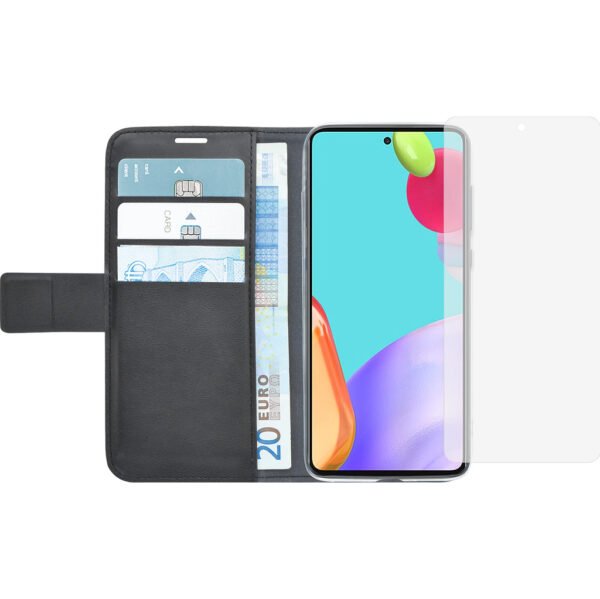 Azuri Wallet Samsung Galaxy A52 Book Case Zwart + Azuri Tempered Glass Screenprotector - vergelijk en bespaar - Vergelijk365