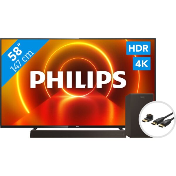 Philips 58PUS7805 - Ambilight + Soundbar +  HDMI kabel - vergelijk en bespaar - Vergelijk365