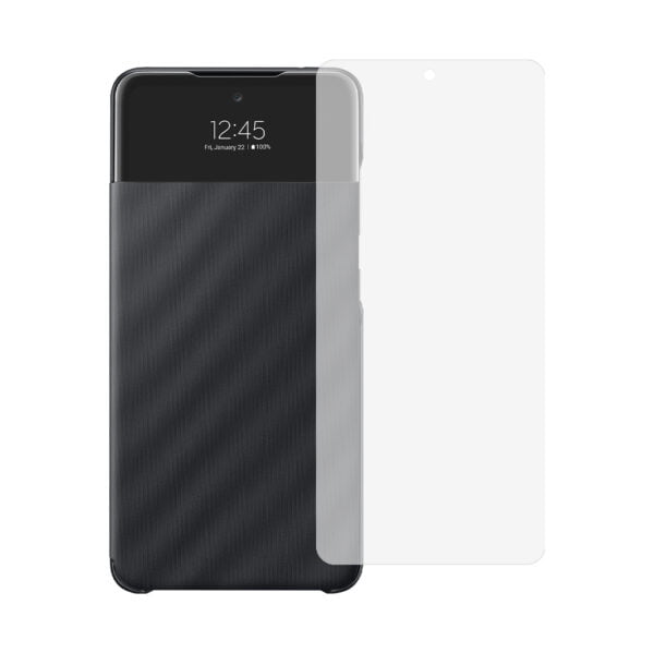 Samsung Galaxy A52 Smart S View Book Case Zwart + Azuri Tempered Glass Screenprotector - vergelijk en bespaar - Vergelijk365