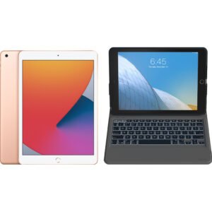 Apple iPad (2020) 10.2 inch 128 GB Wifi Goud + ZAGG Rugged Messenger Toetsenbord Hoes - vergelijk en bespaar - Vergelijk365