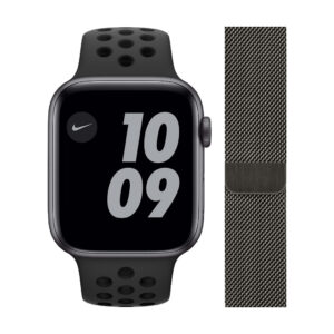 Apple Watch Nike Series 6 44mm Space Gray Aluminium Zwarte Sportband + Milanees Grafiet - vergelijk en bespaar - Vergelijk365