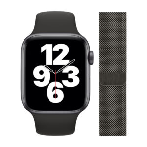 Apple Watch SE 40mm Space Gray Aluminium Zwarte Sportband + Polsband Milanees Grafiet - vergelijk en bespaar - Vergelijk365