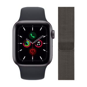Apple Watch SE 4G 40mm Space Gray Aluminium Nachtblauwe Sportband + Polsband Milanees Graf - vergelijk en bespaar - Vergelijk365