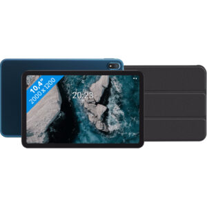 Nokia T20 10.4 inch 64GB Wifi Blauw + Just in Case Smart Tri-Fold Book Case Zwart - vergelijk en bespaar - Vergelijk365
