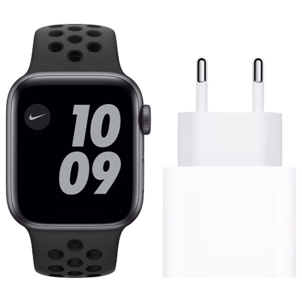 Apple Watch Nike SE 40mm Space Gray Aluminium Zwarte Sportband + Usb C Oplader 20W - vergelijk en bespaar - Vergelijk365