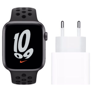 Apple Watch Nike SE 44mm Space Gray Aluminium Zwarte Sportband + Usb C Oplader 20W - vergelijk en bespaar - Vergelijk365
