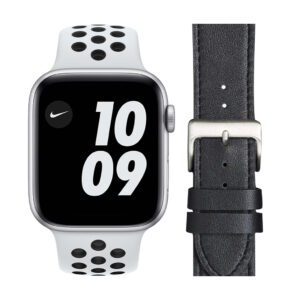 Apple Watch Nike SE 44mm Zilver Wit Bandje + DBramante1928 Leren Bandje Bruin/Zilver - vergelijk en bespaar - Vergelijk365