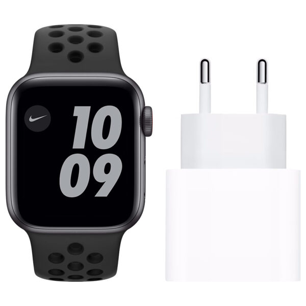 Apple Watch Nike SE 4G 40mm Space Gray Aluminium Zwarte Sportband + Usb C Oplader 20W - vergelijk en bespaar - Vergelijk365