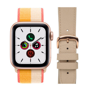 Apple Watch SE 4G 40mm Roségoud Mais/Wit Nylon Bandje + DBramante1928 Leren Bandje Crème - vergelijk en bespaar - Vergelijk365