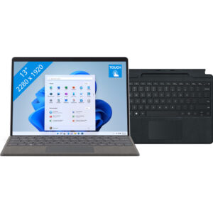 Microsoft Surface Pro 8 - i5/8/256 Platinum + Type Cover Zwart - vergelijk en bespaar - Vergelijk365