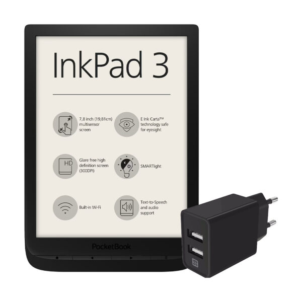 Pocketbook Inkpad 3 + XtremeMac Oplader met 2 Usb A Poorten 12W Zwart - vergelijk en bespaar - Vergelijk365