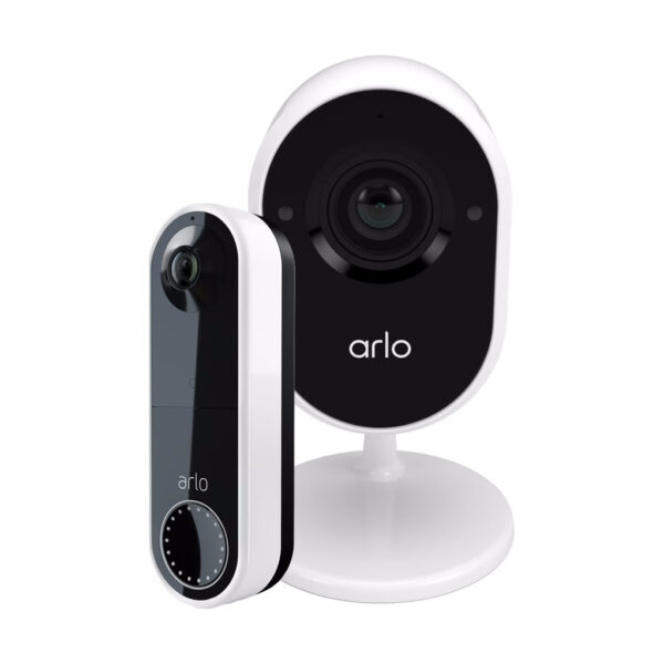 Arlo Essential Indoor Camera Wit + Arlo Wire Free Video Doorbell Wit - vergelijk en bespaar - Vergelijk365
