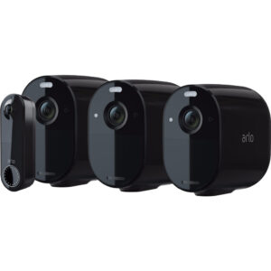 Arlo Essential Spotlight Zwart 3-pack + Arlo Wire Free Video Doorbell Zwart - vergelijk en bespaar - Vergelijk365
