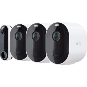 Arlo Pro 4 Spotlight Wit 3-pack + Arlo Wire Free Video Doorbell Wit - vergelijk en bespaar - Vergelijk365