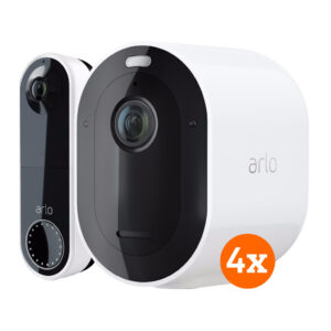 Arlo Pro 4 Spotlight Wit 4-pack + Arlo Wire Free Video Doorbell Wit - vergelijk en bespaar - Vergelijk365