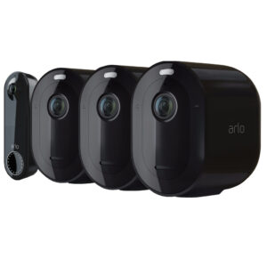 Arlo Pro 4 Spotlight Zwart 3-pack + Arlo Wire Free Video Doorbell Zwart - vergelijk en bespaar - Vergelijk365
