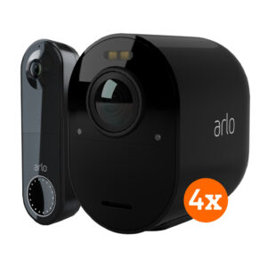 Arlo Ultra 2 4K Zwart 4-Pack + Arlo Wire Free Video Doorbell - vergelijk en bespaar - Vergelijk365