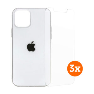 BlueBuilt Apple iPhone 12 / 12 Pro Screenprotector Trio Pack + Back Cover Transparant - vergelijk en bespaar - Vergelijk365