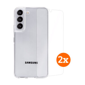 BlueBuilt Samsung Galaxy S22 Screenprotector Duo Pack + BlueBuilt Back Cover Transparant - vergelijk en bespaar - Vergelijk365