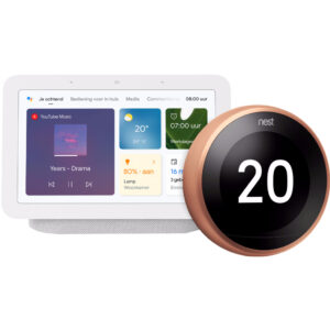 Nest Learning Thermostat V3 Premium Koper + Google Nest Hub 2 Chalk - vergelijk en bespaar - Vergelijk365