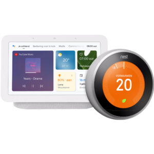 Nest Learning Thermostat V3 Premium Zilver + Google Nest Hub 2 Chalk - vergelijk en bespaar - Vergelijk365