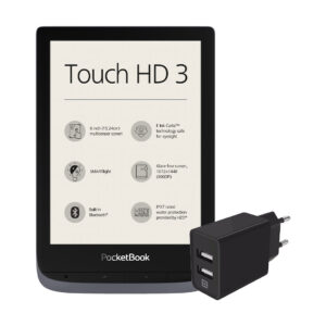 PocketBook Touch HD 3 Grijs + XtremeMac Oplader met 2 Usb A Poorten 12W Zwart - vergelijk en bespaar - Vergelijk365