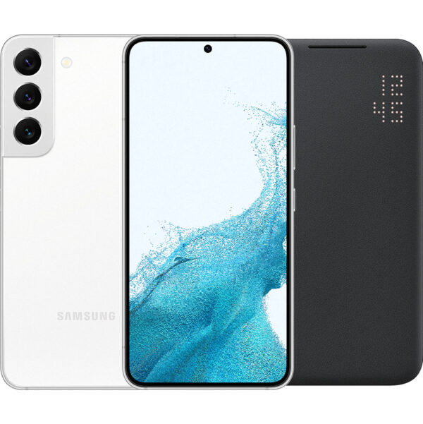 Samsung Galaxy S22 128GB Wit 5G + Samsung Smart Led View Cover Zwart - vergelijk en bespaar - Vergelijk365
