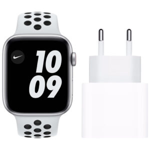 Apple Watch Nike SE 4G 44mm Zilver Aluminium Witte Sportband + Usb C Oplader 20W - vergelijk en bespaar - Vergelijk365