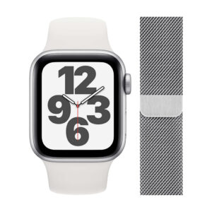 Apple Watch SE 40mm Zilver Aluminium Witte Sportband + Polsband Milanees Zilver - vergelijk en bespaar - Vergelijk365
