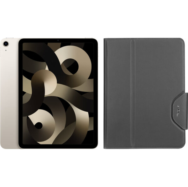 Apple iPad Air (2022) 10.9 inch 256 GB Wifi Witgoud + Targus VersaVu Book Case Zwart - vergelijk en bespaar - Vergelijk365