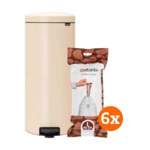 Brabantia NewIcon Pedaalemmer 30 Liter Almond + Vuilniszakken (120 stuks) - vergelijk en bespaar - Vergelijk365
