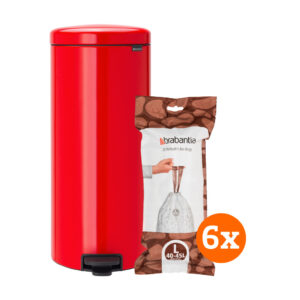 Brabantia NewIcon Pedaalemmer 30 Liter Passion Red + Vuilniszakken (120 stuks) - vergelijk en bespaar - Vergelijk365