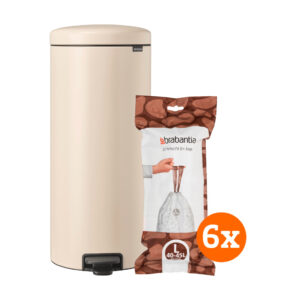 Brabantia NewIcon Pedaalemmer 30 Liter Soft Beige + Vuilniszakken (120 stuks) - vergelijk en bespaar - Vergelijk365