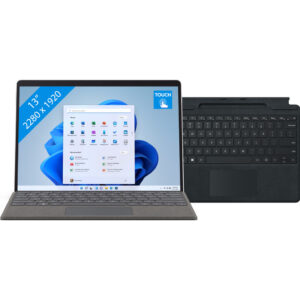 Microsoft Surface Pro 8 - i5/16/256 Platinum + Type Cover Zwart - vergelijk en bespaar - Vergelijk365