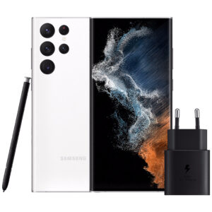 Samsung Galaxy S22 Ultra 128GB Wit 5G + Samsung Oplader 25 Watt Zwart - vergelijk en bespaar - Vergelijk365