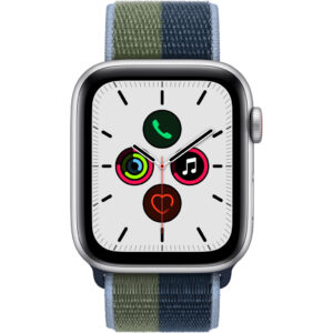 Apple Watch SE 4G 44mm Zilver Aluminium Abyss-blauw/mosgroen Nylon Sport Loop - vergelijk en bespaar - Vergelijk365