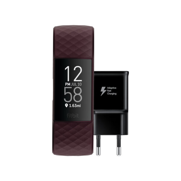 Fitbit Charge 4 Palissander + Samsung Adaptive Fast Charging Oplader 15W Zwart - vergelijk en bespaar - Vergelijk365