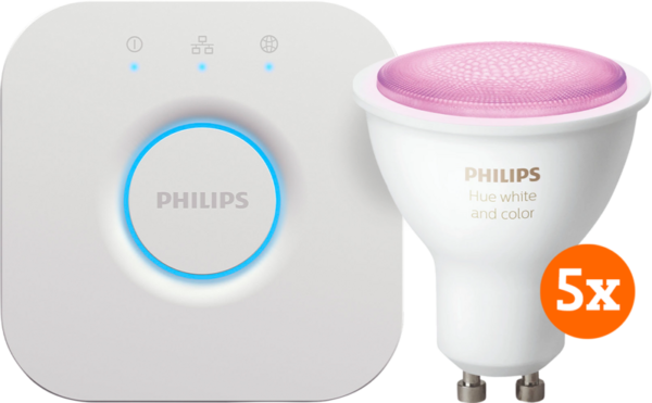 Philips Hue White & Color GU10 5-pack + bridge - vergelijk en bespaar - Vergelijk365