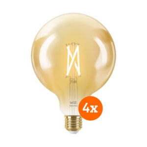 WiZ Smart Filament lamp Globe XL 4-pack  - Warm tot Koelwit Licht - E27 - vergelijk en bespaar - Vergelijk365