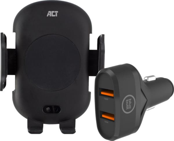 ACT Telefoonhouder Auto Luchtrooster/Dashboard met Draadloos Opladen + Oplader 18W - vergelijk en bespaar - Vergelijk365