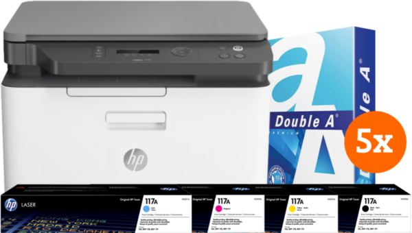 HP Color Laser MFP 178nw + 1 extra set toners + 2.500 vellen A4 papier - vergelijk en bespaar - Vergelijk365