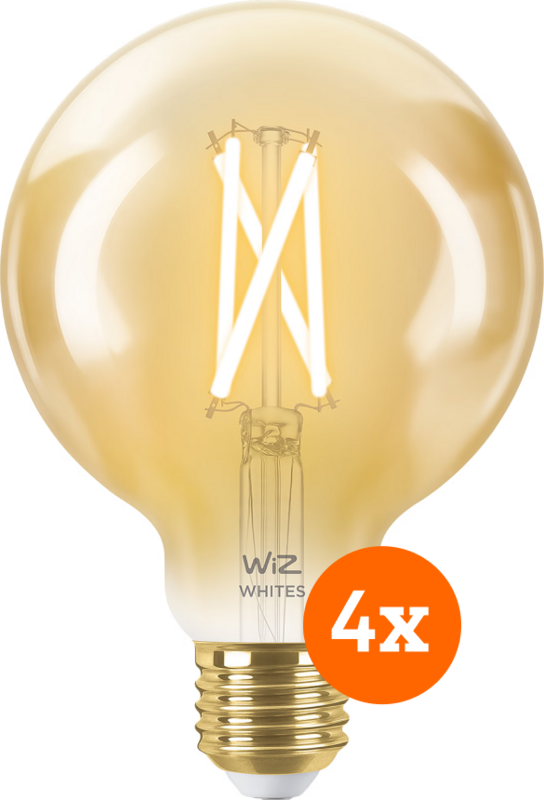 WiZ Smart Filament lamp Globe 4-pack - Warm tot Koelwit Licht - E27 - vergelijk en bespaar - Vergelijk365