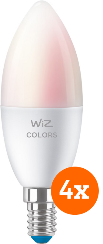 WiZ Smart Kaarslamp 4-pack - Gekleurd en Wit Licht - E14 - vergelijk en bespaar - Vergelijk365