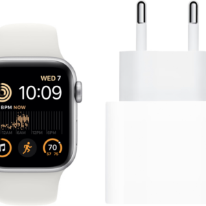Apple Watch SE (2022) 40mm Zilver Aluminium Witte Sportband + Oplader - vergelijk en bespaar - Vergelijk365